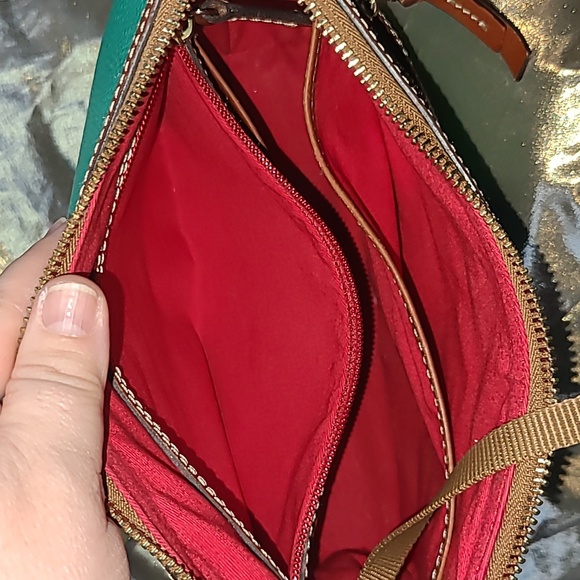 Dooney & Burke blue and brown leather crossbody bag. EUC Preloved - Picture 14 of 16